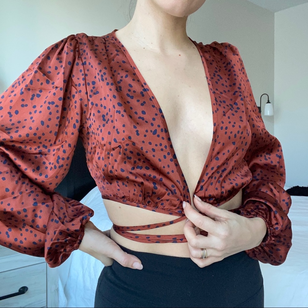 Showpo Long Sleeve Wrap Top Blouse size 4 - TAGS ON